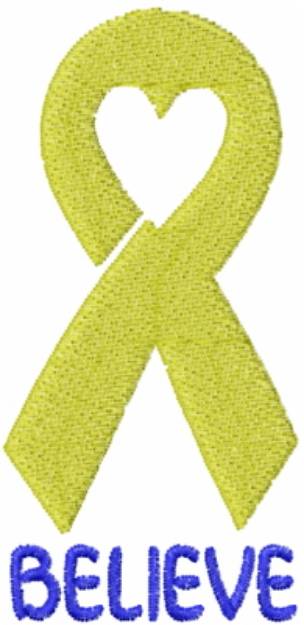 Picture of Believe Heart Ribbon Yellow Machine Embroidery Design