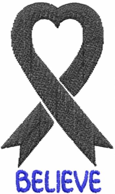 Picture of Believe Ribbon Black Machine Embroidery Design