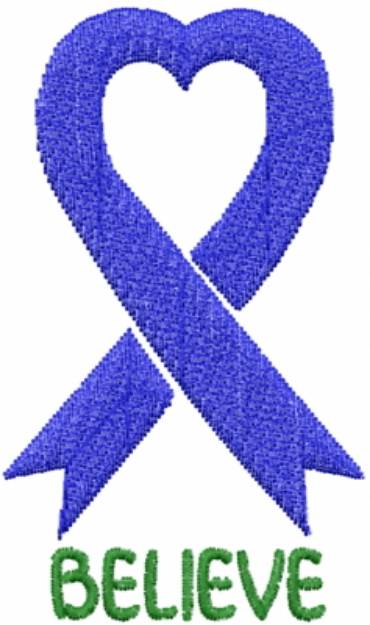 Picture of Believe Ribbon Blue Machine Embroidery Design