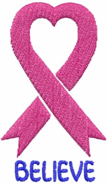 Picture of Believe Ribbon Pink Machine Embroidery Design