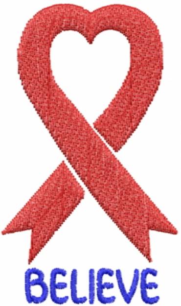 Picture of Believe Ribbon Red Machine Embroidery Design