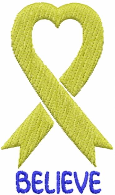 Picture of Believe Ribbon Yellow Machine Embroidery Design