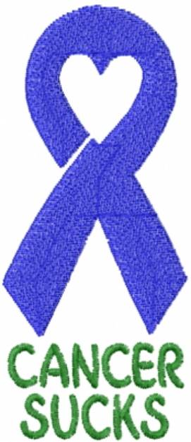 Picture of Cancer Sucks Blue Ribbon Machine Embroidery Design