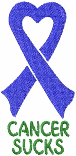 Picture of Cancer Heart Ribbon Blue Machine Embroidery Design