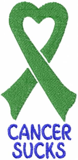 Picture of Cancer Heart Ribbon Green Machine Embroidery Design