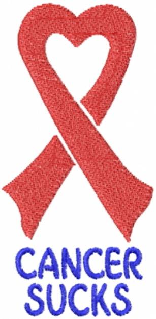 Picture of Cancer Heart Ribbon Red Machine Embroidery Design