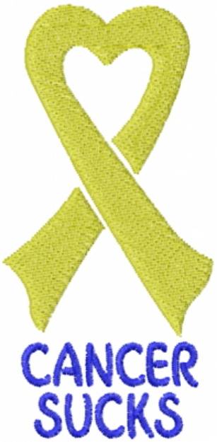 Picture of Cancer Heart Ribbon Yellow Machine Embroidery Design