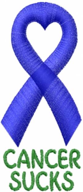 Picture of Satin Cancer Heart Blue Machine Embroidery Design
