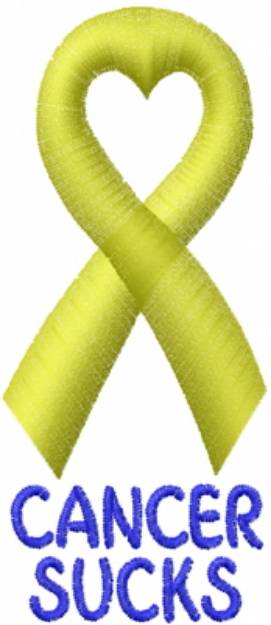 Picture of Satin Cancer Heart Yellow Machine Embroidery Design