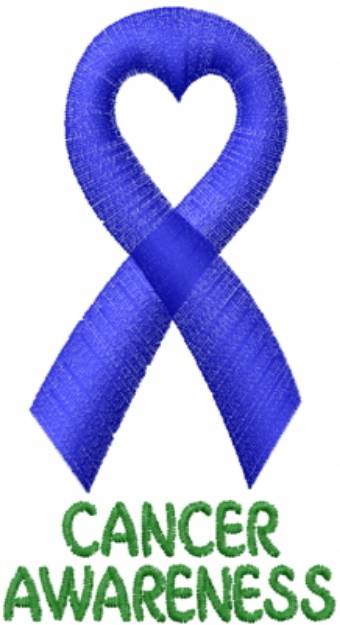 Picture of Satin Awareness Heart Blue Machine Embroidery Design
