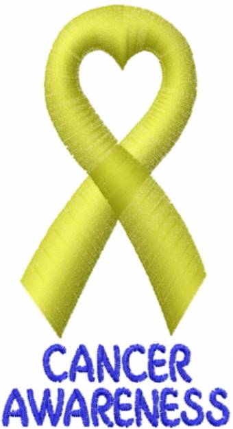Picture of Satin Awareness Heart Yellow Machine Embroidery Design