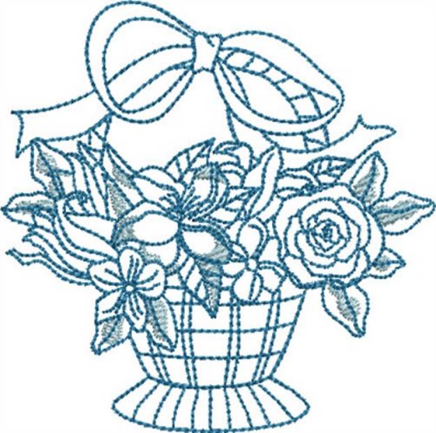 Picture of Bluework Flower Basket Machine Embroidery Design