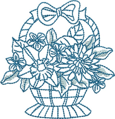 Bluework Flower Basket Machine Embroidery Design
