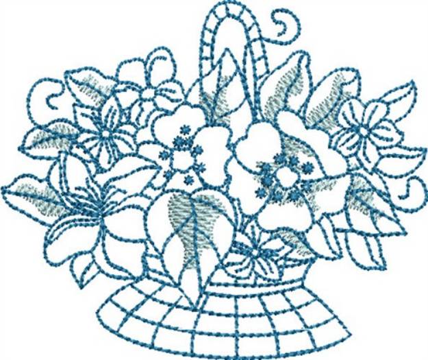 Picture of Bluework Flower Basket Machine Embroidery Design