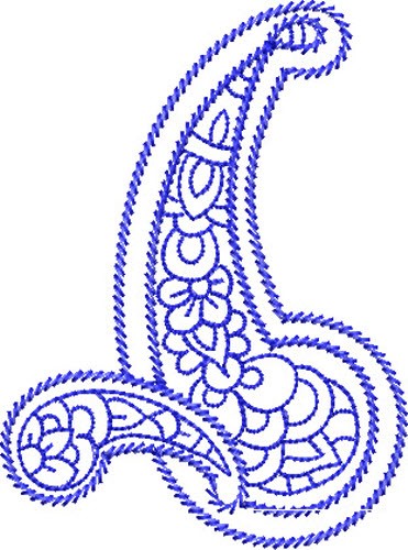 Bluework Paisley Machine Embroidery Design