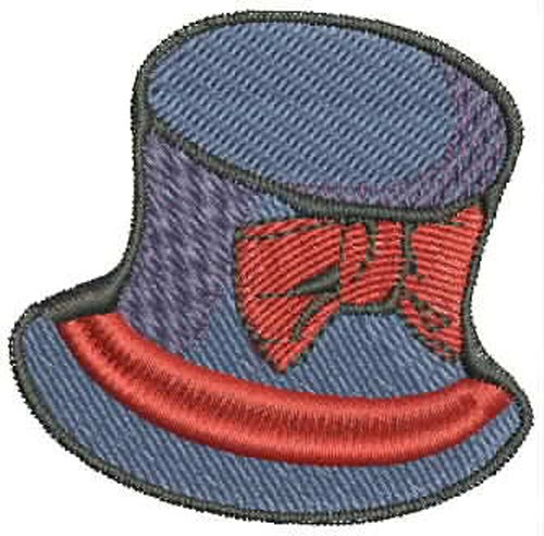 Blue Hat with Bow Machine Embroidery Design