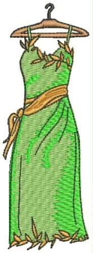 Green Silk Dress Machine Embroidery Design