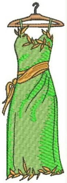Picture of Green Silk Dress Machine Embroidery Design