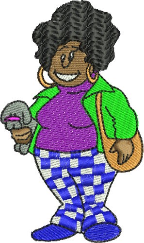 African American Woman Machine Embroidery Design