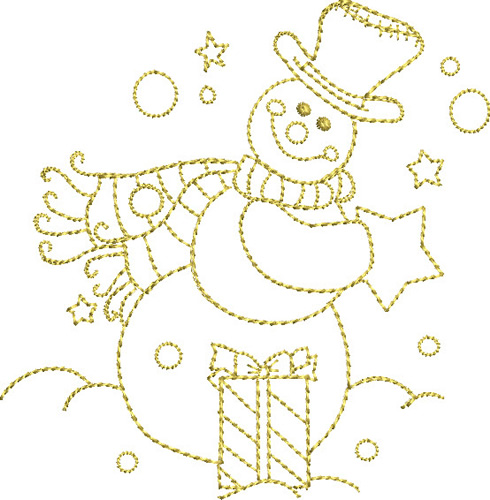 Golden Snowman Machine Embroidery Design