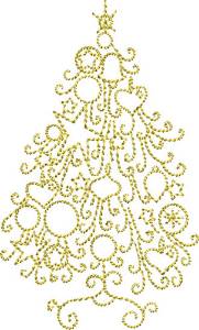 Picture of Golden Christmas Tree Machine Embroidery Design