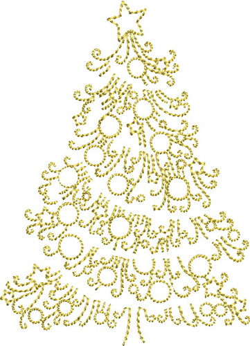 Golden Christmas Tree Machine Embroidery Design