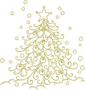 Picture of Golden Christmas Tree Machine Embroidery Design