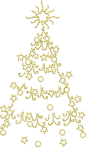Golden Christmas Tree Machine Embroidery Design