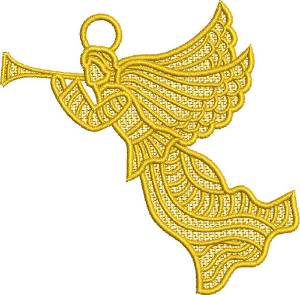 Picture of FSL Angel With Trumpet Machine Embroidery Design