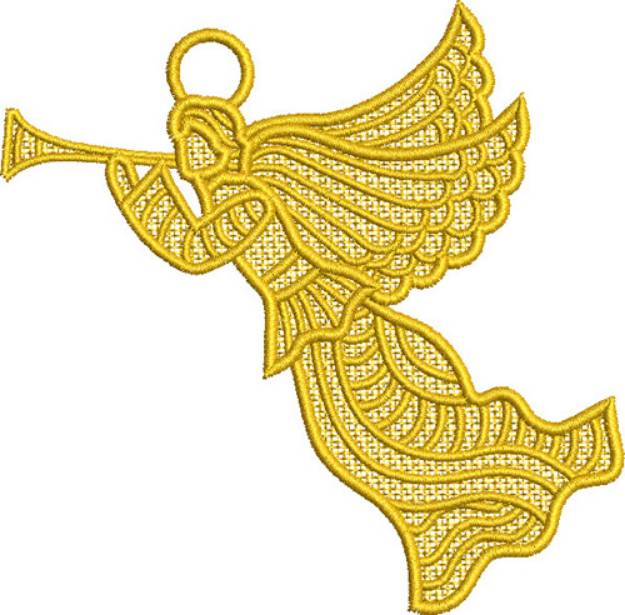 Picture of FSL Angel With Trumpet Machine Embroidery Design