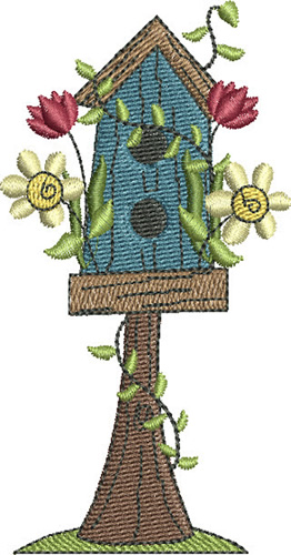 Vine Wrapped Birdhouse Machine Embroidery Design
