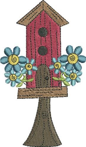 Two Story Birdhouse Machine Embroidery Design