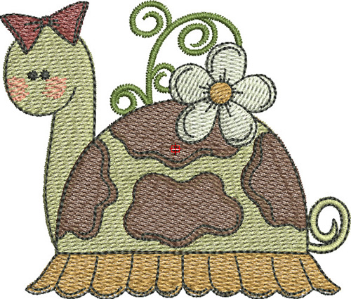 Girl Turtle With Flower Machine Embroidery Design