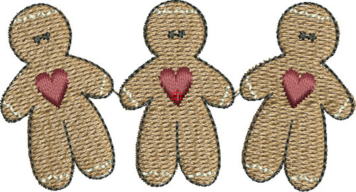 Gingerbread Men Machine Embroidery Design