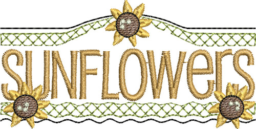 Sunflowers Sign Machine Embroidery Design