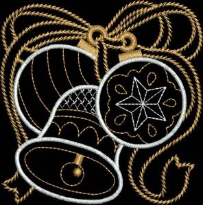 Picture of Metallic Bell & Ornament Machine Embroidery Design