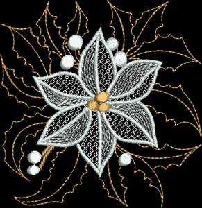 Picture of Metallic White Poinsettia Machine Embroidery Design