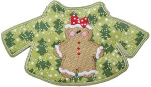 Picture of Gingerbread Girl Christmas Sweater Free Standing A Machine Embroidery Design