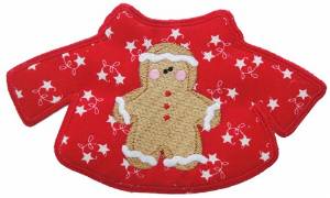 Picture of Gingerbread Boy Christmas Sweater Free Standing Ap Machine Embroidery Design