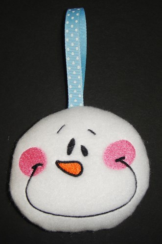ITH Snowman Silly Face Ornament Machine Embroidery Design