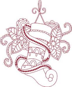 Picture of Red Ink Stocking Machine Embroidery Design
