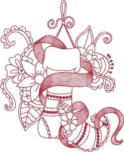 Picture of Redwork Stocking Machine Embroidery Design