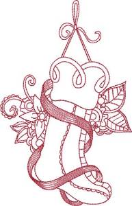 Picture of Ribbon Scroll Redwork Stocking Machine Embroidery Design