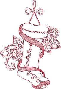 Picture of Scrolled Redwork Stocking Machine Embroidery Design