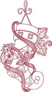 Picture of Ribbon Embellished Stocking Machine Embroidery Design