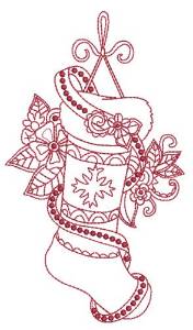 Picture of Beaded Redwork Stocking Machine Embroidery Design