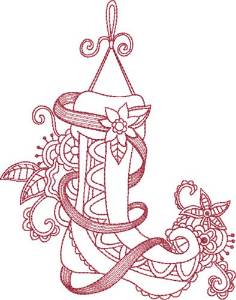 Picture of Victorian Red Ink Stocking Machine Embroidery Design