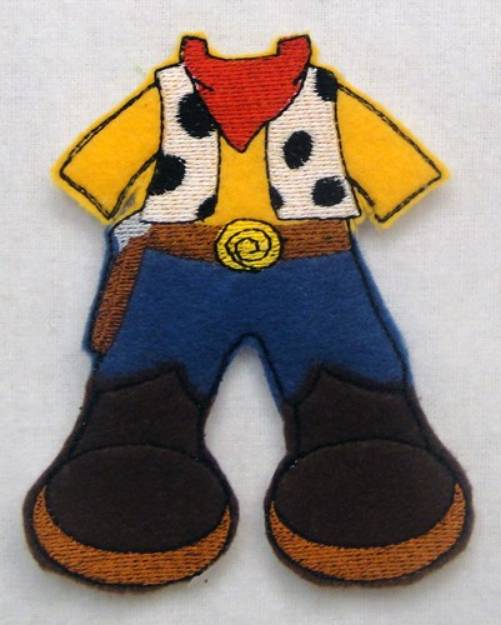 Picture of Felt Boy Paperdoll Cowboy Costume Machine Embroidery Design