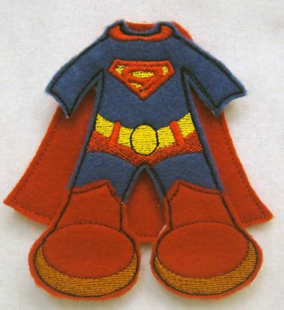 Picture of Felt Boy Paperdoll Super Hero Costume Machine Embroidery Design