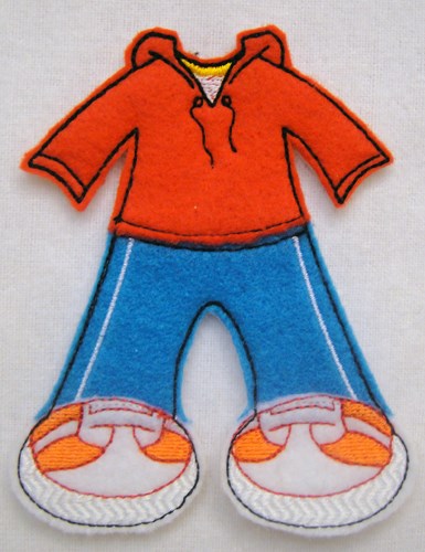 Felt Paperdoll Boys Running Suit Machine Embroidery Design